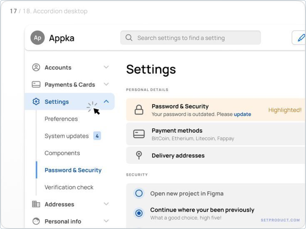 Accordion UI - Setting