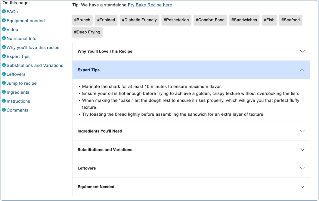 Accordion UI - Content-rich section