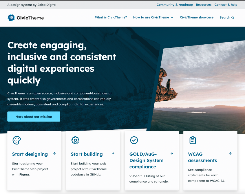 Snapshot of the CivicTheme.io homepage