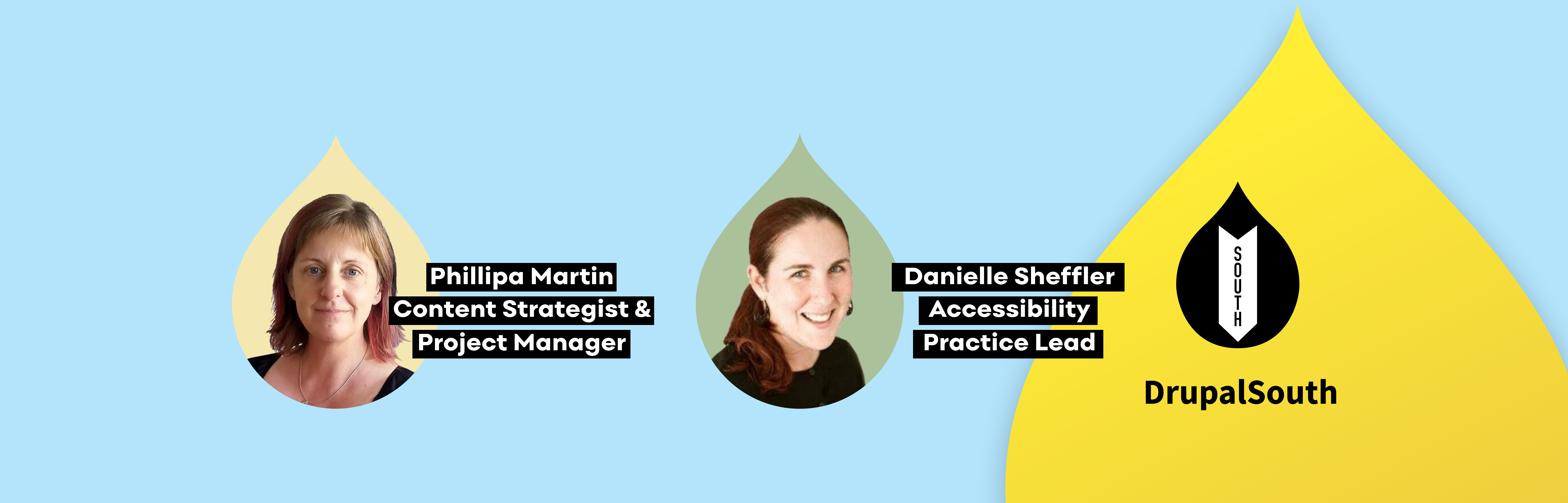Danielle and Phillipa at DrupalSouth 2021 - banner