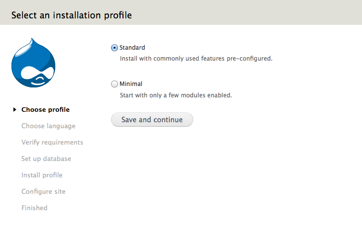 Drupal CMS - Select installation profile