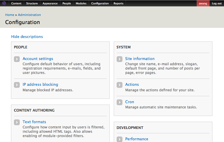 Drupal CMS - Distribution with seven admin theme
