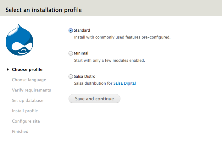 Drupal CMS - Select installation profile with custom profile