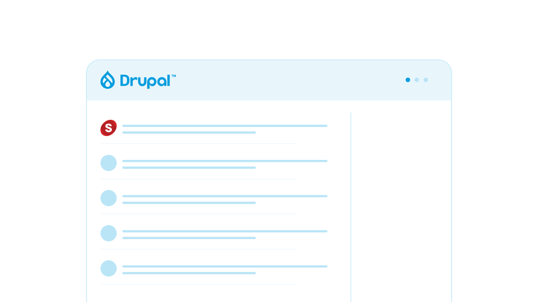 Illustration of a Drupal content listing screen