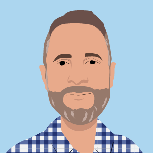 Caricature of Chris Harrop