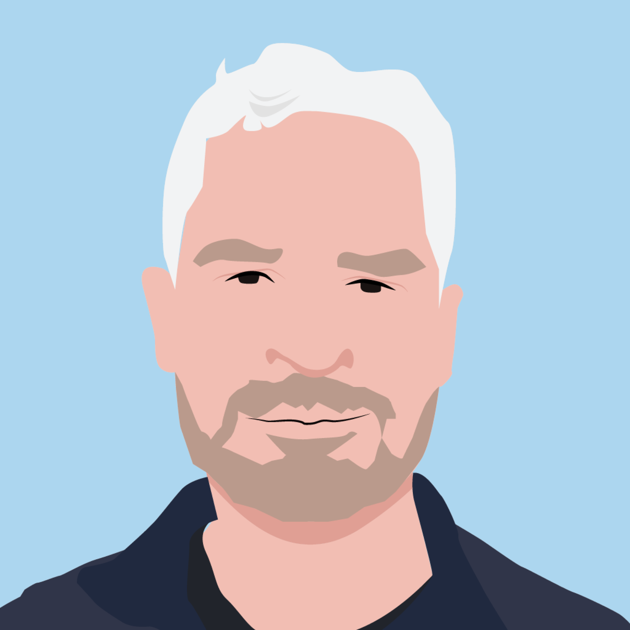 Caricature of Des Drury