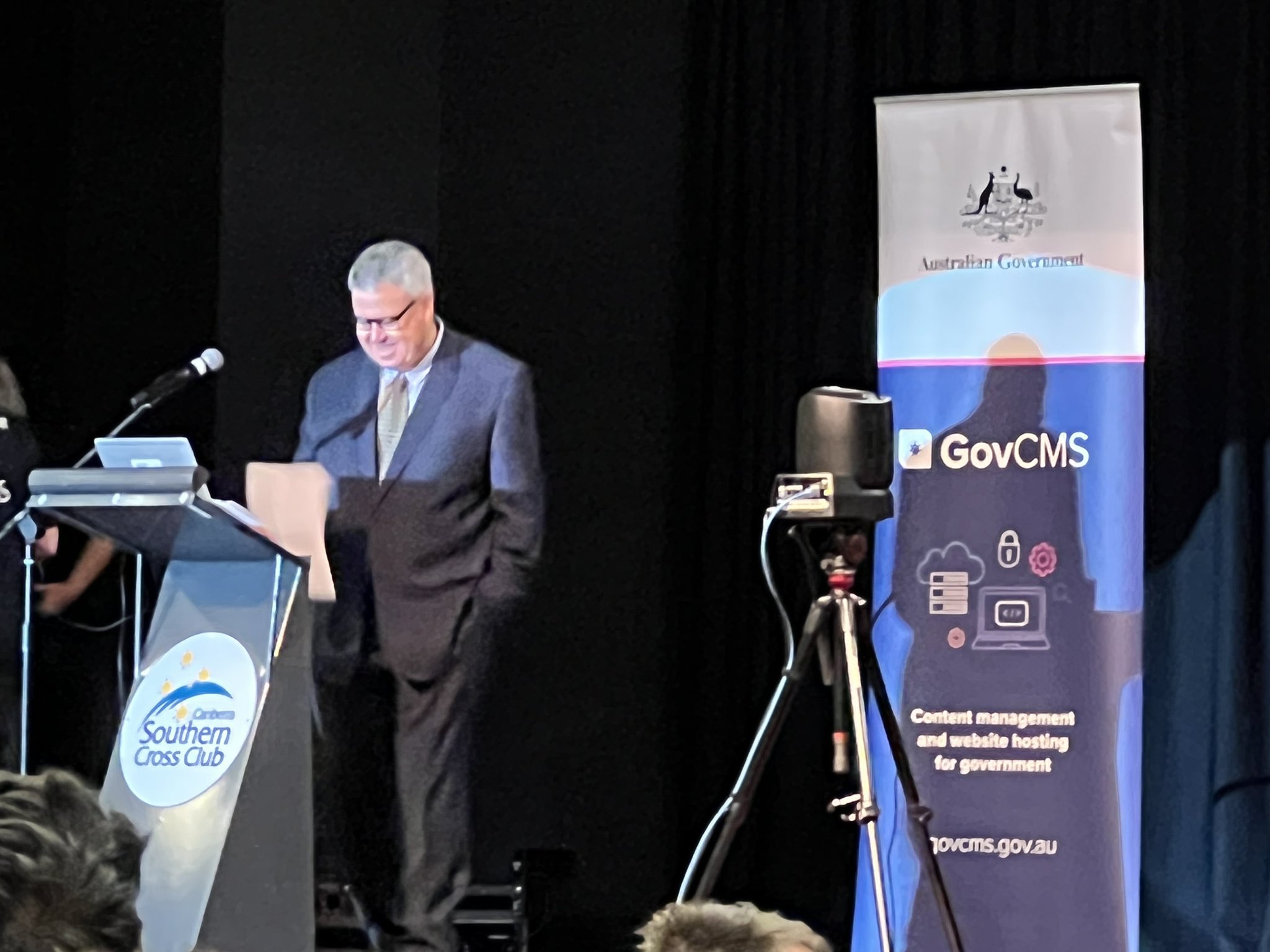 Photo of John Sheridan opening to GovCMS billion page view milestone