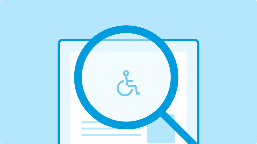 Illustration of a magnifying glass highlighting an accessibility icon on a webpage, symbolising the focus on accessibility features in Drupal theming. The image represents the importance of making themes accessible to users with disabilities.