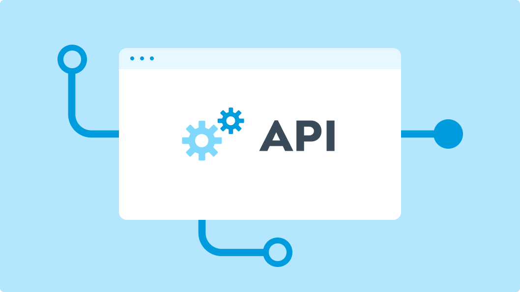 Illustration representing the integration of third-party libraries into Drupal themes, featuring a window with gears and the text ‘API’. Connecting lines from the window symbolise linking external libraries to Drupal for enhanced functionality.