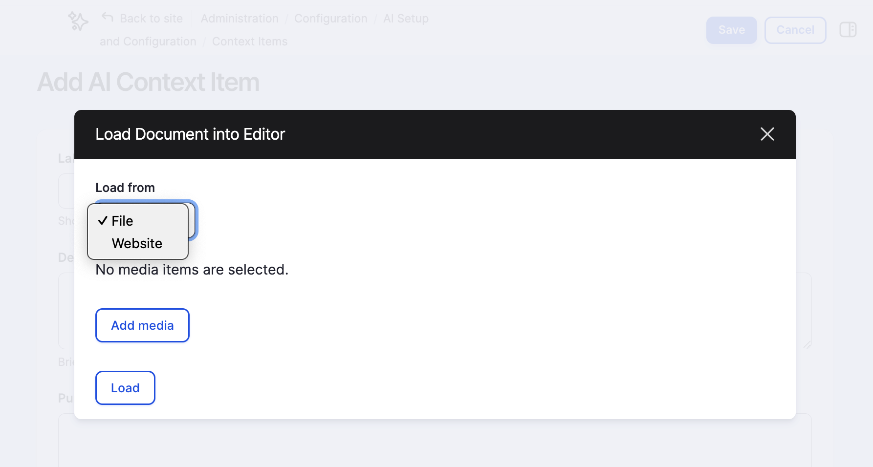 Context Control Center - Beta 3 release - document loader form