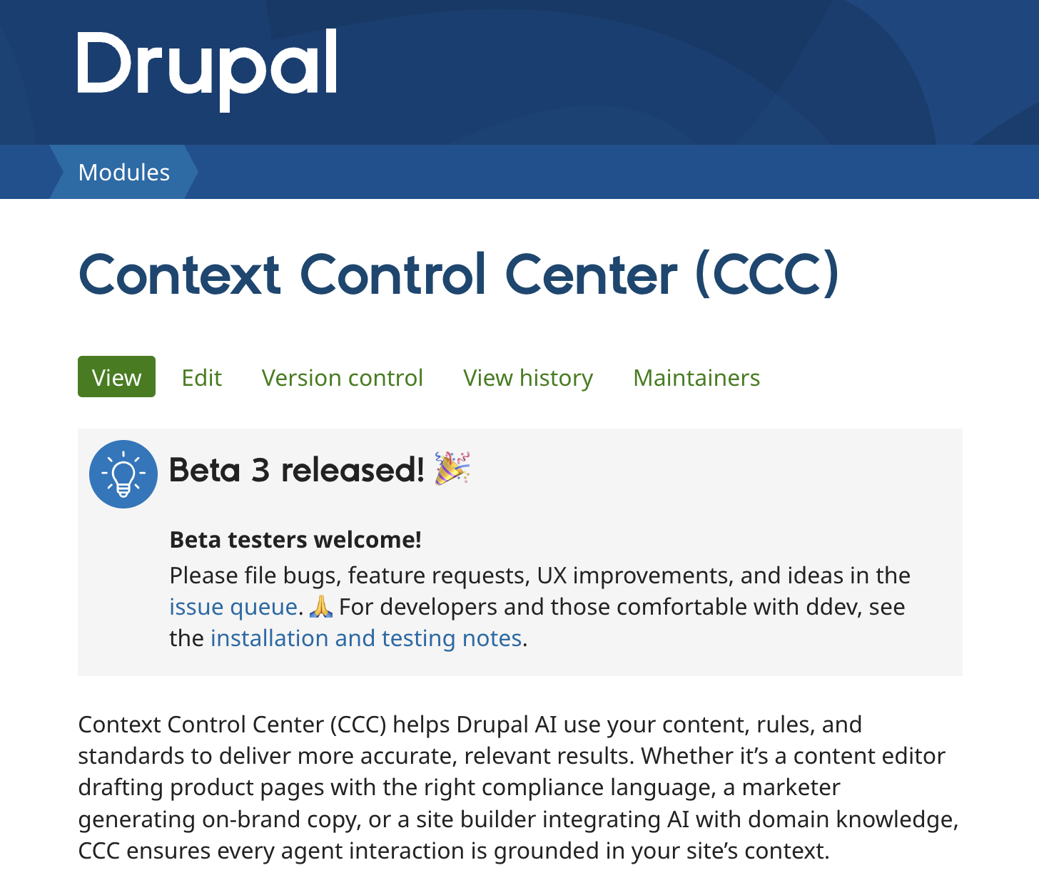 Context Control Center - Beta 3 release - project page