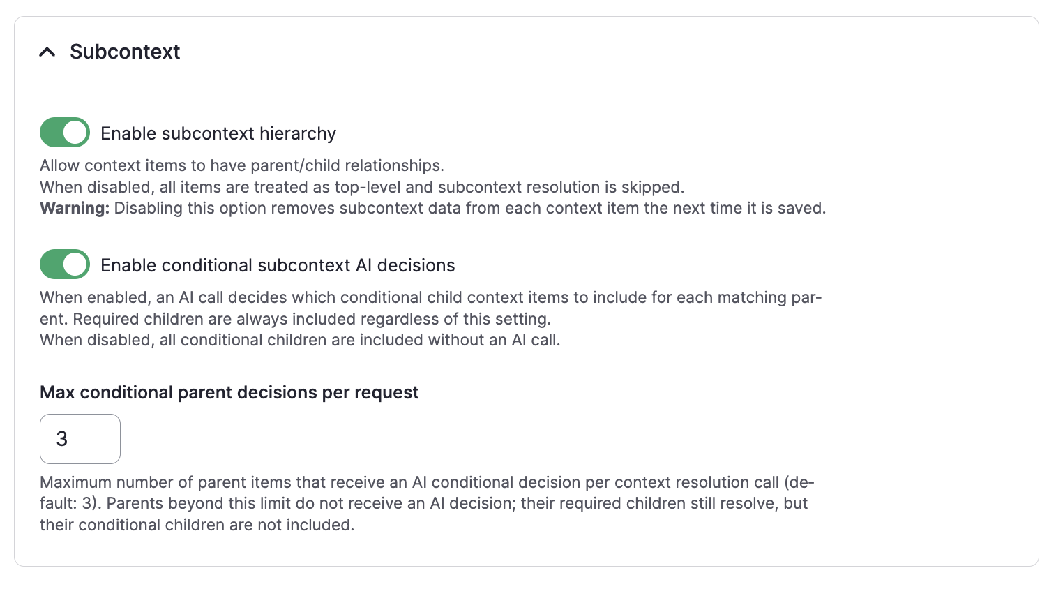 Context Control Center - Beta 3 release - subcontext settings